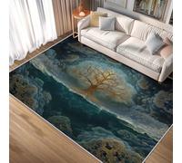 Tree of Life Rugs Living Room, Extra Large Rug With Fantasy Tree Moon Cloud Patterned, Low Pile Rug Non Slip, Washable, Area Rugs for Living Room, Home Decor Floor Carpets 240 x 340 cm, FD2220