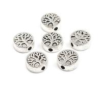Tree of Life Small Spacer Beads, 95 Pack with 1.6mm Hole, Silver Tone, 9mm, Zinc