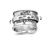Tree of Life Spinner Ring for Women Girls Men Anti Anxiety Fidget Rotate Freely Inspirations Stress Relief Stacking Middle Finger Wide Band Fashion Vintage Leaves Statement Ring Personalized Jewelry