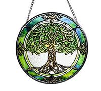 Tree of Life Stained Glass Suncatcher Celtic Knots - Handcrafted Window Hanging with Intricate Celtic Knotwork, Perfect for Home and Garden Décor, Gift for Nature Lovers