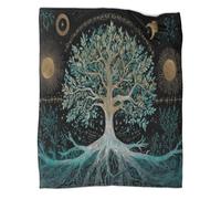 Tree of Life, Sun, Moon Blanket,Ancient Symbol Silhouette Perfect Sofa Bed Cover 80x90inch(200x230cm),soft And Comfortable to The Touch,suitable for Keeping The Whole Family Warm