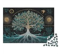Tree of Life, Sun, Moon Rätsel Für Erwachsene |Ancient Symbol Silhouette| 1000pcs (75x50cm) Puzzles Lernspiele Home Decor Puzzles