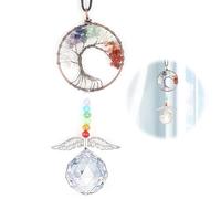 Tree of Life Suncatcher for Windows, OIHCAZ Healing Crystals Tree Rainbow Suncatcher Hanging Garden Ornaments, Car Hanging Accessories for Women Gifts