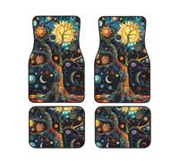 Tree of Life Surrounded by Suns and Moons Fashion Car Foot Mat Set of 4 Pieces Set - Carpet Floor Mats for Cars, Auto Accessories Front & Rear