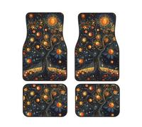 Tree of Life Surrounded by Suns and Moons Fashion Car Foot Mat Set of 4 Pieces Set - Carpet Floor Mats for Cars, Auto Accessories Front & Rear