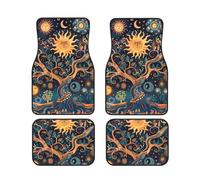 Tree of Life Surrounded by Suns and Moons Funny Car Foot Mat Set of 4 Pieces Set - Carpet Floor Mats for Cars, Auto Accessories Front & Rear