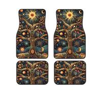 Tree of Life Surrounded by Suns and Moons Funny Car Foot Mat Set of 4 Pieces Set - Carpet Floor Mats for Cars, Auto Accessories Front & Rear