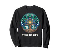 Tree of Life Symbol with Deer, Birds and Dragons Sweatshirt