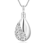Tree of Life Urn Necklaces for Ashes of Loved Ones for Women-Sterling Silver Teardrop Cremation Jewelry Memorial Keepsake Locket Ash Pendant for Pet Human Ashes