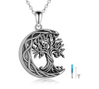 Tree of Life Urn Necklaces for Ashes Sterling Silver Celtic Knot Moon Tree of Life Cremation Jewelry for Ashes Memory Jewelry for Women Men
