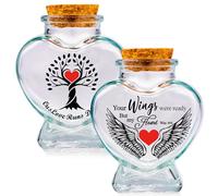 Tree of Life Urns for Ashes - Set of 2- Small Keepsake Urns for Pet Ashes, Angel Wings Glass Bottles With Cork Stopper Memorial Ashes Holder for a Pets Fur Little Bottles Jar Sympathy Gift