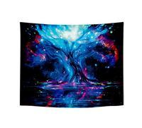 Tree of Life UV Tapestry Black Light Wall Cloth, Psychedelic Aesthetic Nature Forest Wall Hanging for Bedroom Living Room (Tree of Life 1, 95 x 73cm)