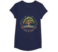 Tree of Life Viking Midgard Thor Walhalla T-Shirt, Girls, Navy Blue, X-Small