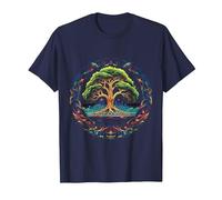 Tree of Life Viking Midgard Thor Walhalla T-Shirt, Men, Navy Blue, Large