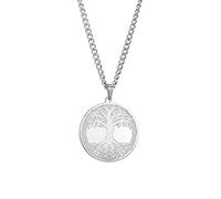 Tree of Life Viking Necklace Stainless Steel Talisman Amulet Long Chain Necklaces Vintage Jewelry for Men Present