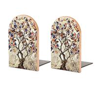 Tree of Life Vintage Abstract Art Tree Book Shelf Holder, Bookends Book Stand for School Home Office Desks Library Books Movies DVDs Files Magazines S