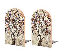 Tree of Life Vintage Abstract Art Tree Book Shelf Holder, Bookends Book Stand for School Home Office Desks Library Books Movies DVDs Files Magazines M