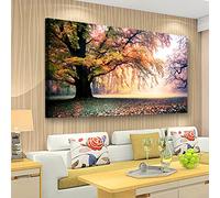 Tree of Life Wall Art Canvas Prints Natural Landscape Picture Home Decor Pink and Green Tree Paintings for Living Room Bathroom Bedroom Kitchen Decorations 20x40 Wooden Frames Artwork Easy Hanging