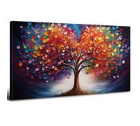 Tree of Life Wall Art for Living Room Bedroom, Abstract Nature Bloom Flower Wall Decor Large Canvas Prints for Walls Colorful Fantasy Trees Poster Modern Aesthetic Artwork Home Decoration 100x50CM