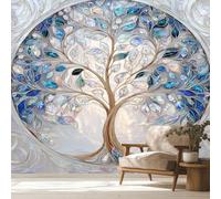 Tree of Life Wallpaper, Stained Glass Bohemian Wallpaper for Living Room, Bedroom, Non-Woven Decor Wall Paper, Photo Mural Dining Room, Hallway, Lounge, 300 x 210 cm tgd102