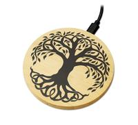 Tree Of Life Wireless Phone Charger Wooden Printed Celtic Gift | 1200dpi print on natural wood | 90mm pad | 10W Qi charging | USB cable included | Made to order in the UK