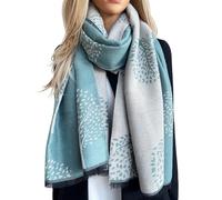 Tree Of Life Women's Reversible Pashmina Shawl - Winter Scarf, Thick Blanket, Large Wrap - Duck Egg Green