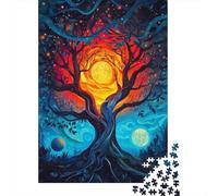 Tree of Two Moons 1000-Piece Puzzle for Adults, 38x26cm/1000pcs; Clean White Card Pieces for Sorting; Easy to Revisit Throughout The Week