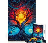Tree of Two Moons Jigsaw Puzzles for Teenagers 1000 Memory Training Serene Activity Flawless Cut Seasonal Gift (38x26cm)