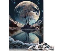 Tree on The Moon Puzzle Family Fun Paper Rectangular Jigsaw Puzzle for Boy Or Girl 1000pcs (75x50cm)