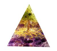 Tree Orgonite Pyramid with Positive Reiki Energy Generator Amethyst Peridot Crystal Healing Orgone Collection Wealth Lucky Meditation Tool
