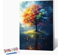 Tree Paint by Numbers for Adults, Abstract Adult Paint by Numbers Canvas Kits, Hobbies for Adults Women, DIY Color Oil Painting Acrylic Painting for Beginners, Gifts for Women, Decor 24"x32" -WX251017