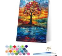 Tree Paint by Numbers for Adults, Abstract Paint by Numbers Kits on Cavans, Easy DIY Oil Painting Kits on Canvas with Acrylic and Brushes, Hobbies for Adults Women, Home Wall Decor 20x26 in M-7908