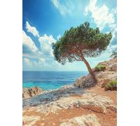 Tree Paint by Numbers for Adults, Beach Paint by Numbers Crystal Art Christmas, Canvas Kits with Acrylic Paint Brushes, Hobbies for Adults Women Children, Home Wall Decor (Frameless 32x40in) U-818