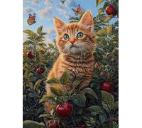 Tree Paint by Numbers for Adults, Cat Paint by Numbers Crystal Art Christmas, Canvas Kits with Acrylic Paint Brushes, Hobbies for Adults Women Children, Home Wall Decor (Frameless 16x20in) U-802