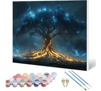 Tree Paint by Numbers for Adults, Landscape Painting by Numbers DIY Color Oil Painting Hobbies for Adults Women with Acrylic Paint Brush Set for Room Decor, Gifts for Women 24x18 Inch -hjw25010NV