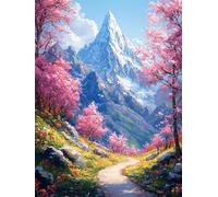 Tree Paint by Numbers for Adults, Mountain Paint by Numbers Crystal Art Christmas, Canvas Kits with Acrylic Paint Brushes, Hobbies for Adults Women Children, Home Wall Decor (Frameless 14x22in) U826