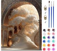 Tree Paint by Numbers for Adults on Canvas, Painting by Numbers for Adults Architecture, DIY Crafts for Adults Oil Painting Art Kits, Hobbies for Adults Women, Room Decor Gifts 16x20in U-6170
