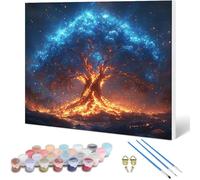 Tree Paint by Numbers Landscape Painting by Numbers for Adults Beginner DIY Digital Painting Hobbies for Adults Women with 3 Brush and Acrylic Paints Kit for Home Decor, Gifts 50x40cm -hjw2501063S8