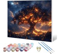 Tree Paint by Numbers Landscape Painting by Numbers for Adults Beginner DIY Digital Painting Hobbies for Adults Women with 3 Brush and Acrylic Paints Kit for Home Decor, Gifts 30x20cm -hjw25010P5