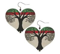 Tree Palestinian Flag Leather Earrings for Women Heart Dangle Earrings Lightweight Drop Earring Jewelry Gift