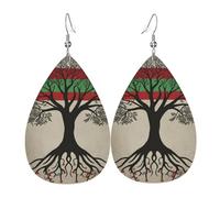 Tree Palestinian Flag Leather Earrings for Women Teardrop Earring Lightweight Dangle Hoop Earrings Jewelry Gifts, One Size, Faux Leather, No Gemstone