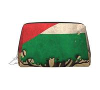 Tree Palestinian Flag Printed Small Makeup Bag Portable Leather Make up Bag Travel Cosmetic Bags Organizer for Women, Silver Zipper
