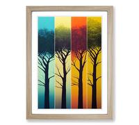 Tree Polygon Framed Wall Art Print A2 Oak