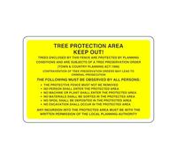 Tree protection area keep out sign - 1.2mm Rigid plastic for indoor/outdoor usage (300mm x 200mm) Viewing Distance within 7m.