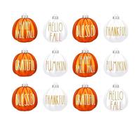 Tree Pumpkin Ornaments, 12 Pieces Thanksgiving Decoration Pumpkin Pendant, Farmhouse Fall Trinket, Holiday Atmosphere Props for Outdoor, Yard, Patio, Windowsills, Entryway, Harvest Festival, 5x5cm
