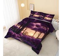 Tree Purple Coverless Duvet Single 7.5 Tog, Plants Soft Quilt for Kids Boys Girls, Lightweight Comforter Set for All Seasons, Easy Care Bedding Single Bed Size W&462