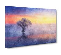 Tree Reflecting Upon the Lake Canvas Print for Living Room Bedroom Home Office Décor, Wall Art Picture Ready to Hang, 30 x 20 Inch (76 x 50 cm)