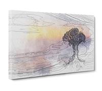 Tree Reflecting Upon The Lake In Abstract Modern Art Canvas Wall Art Print Ready to Hang, Framed Picture for Living Room Bedroom Home Office Décor, 30x20 Inch (76x50 cm)