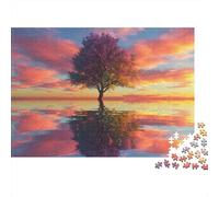 Tree Reflections in Water 1000-Piece Puzzle for Adults, 70x50cm/1000pcs; A Weekend Activity at Your Own Pace; White Cardboard for Simple Sorting