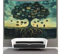 Tree Representing Personal Growth, Reconciliation Concept Decorations Tapestry Knowledge And Understanding Symbol 3D Printing Wall Blanket Wall Hanging for Living Room Bedroom Dorm Decor 100cmx150cm